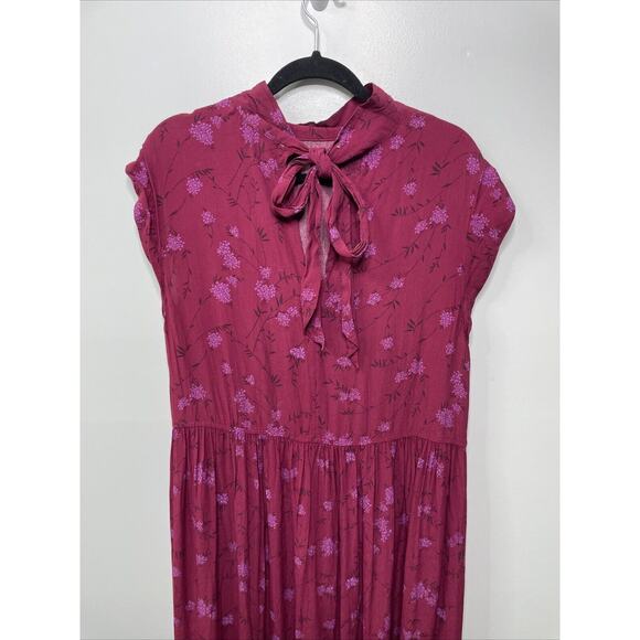 Free Assembly Midi Dress XL Red Floral Tiered Rodeo Western Prairie Country - Picture 7 of 12